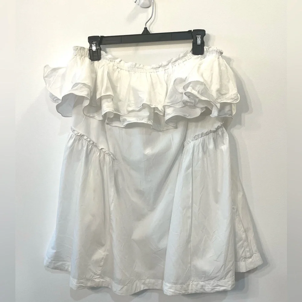 Free People Have A Thing For You Mini Dress white strapless with ruffle medium - Picture 2 of 5